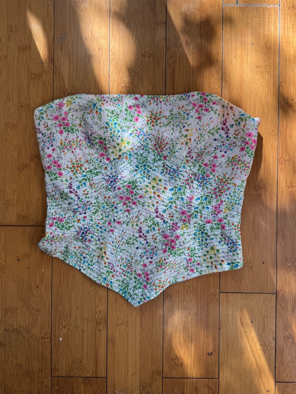 Sara Floral Strapless Corset Top